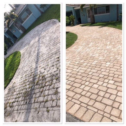 before and after wet look paver sealer